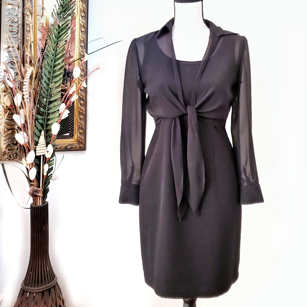 2x VINTAGE Black Dress & Sheer Front Tie Topper - Picture 8 of 11